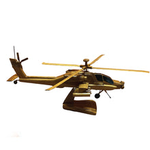 Load image into Gallery viewer, AH64 Apache Mahogany Wood Desktop Helicopter Model