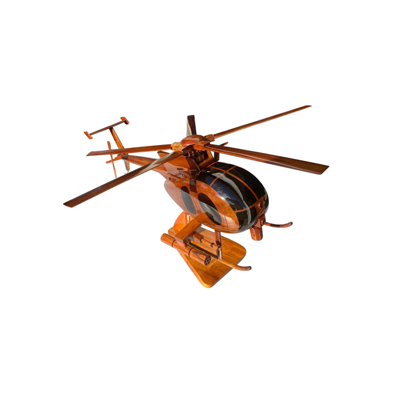 AH6 Weapons Mahogany Wood Desktop Helicopter Model