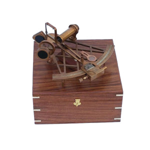 Admiral's Antique Brass Sextant 12" with Rosewood Box (Includes custom plate)