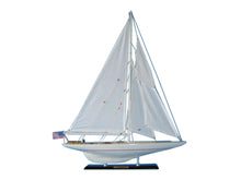Load image into Gallery viewer, Wooden Intrepid Limited Model Sailboat Decoration 27&quot;