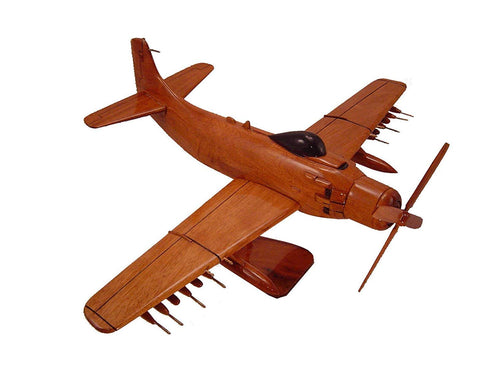 AH1 Skyraider Mahogany Wood Desktop Airplane Model