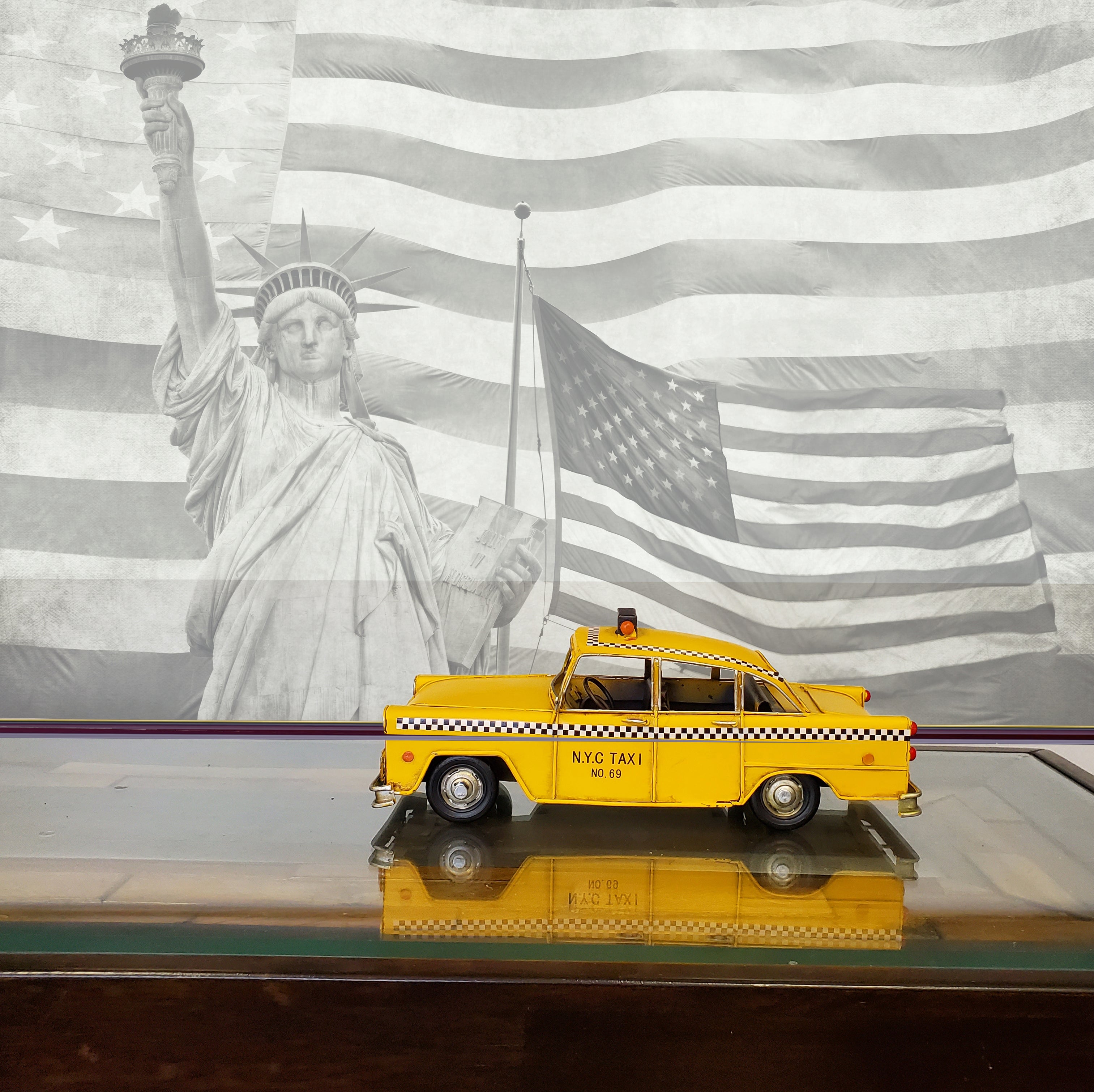 Handmade Tin Classic New York City Taxi Model