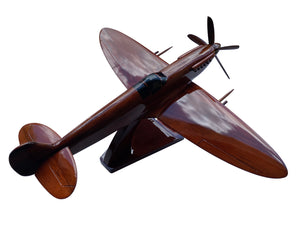 Spitfire Mahogany Wood Desktop Airplane Model