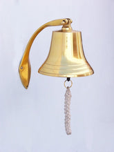 Load image into Gallery viewer, Brass Plated Hanging Harbor Bell 7&quot;