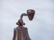 Load image into Gallery viewer, Antiqued Copper Hanging Ships Bell 6&quot;