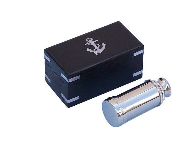 Deluxe Class Scout's Chrome Spyglass Telescope 7" with Black Rosewood Box