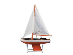 Wooden Decorative Sailboat Model 12"" - Orange Model Boat
