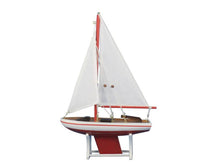 Load image into Gallery viewer, Wooden Decorative Sailboat 12&quot;&quot; - Red Sailboat Model
