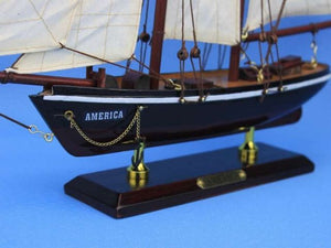 Wooden America Model Sailboat Decoration 16""