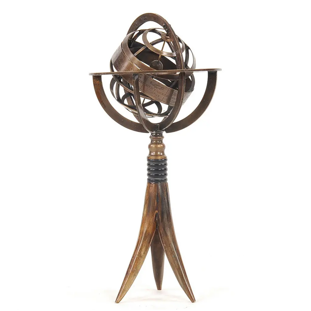 Brass Armillary On Horn Stand