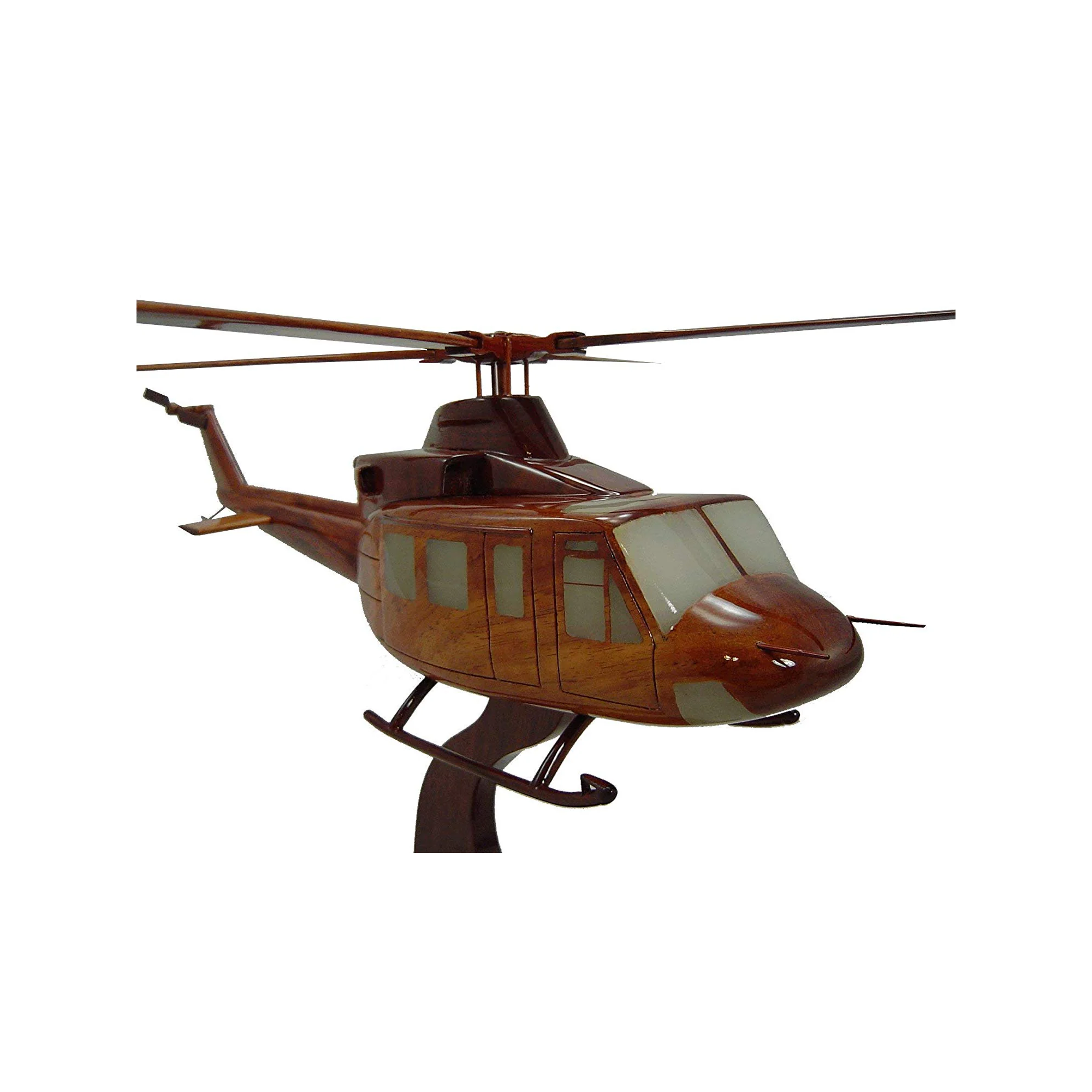 Bell 412 Mahogany Wood Desktop Helicopter Model