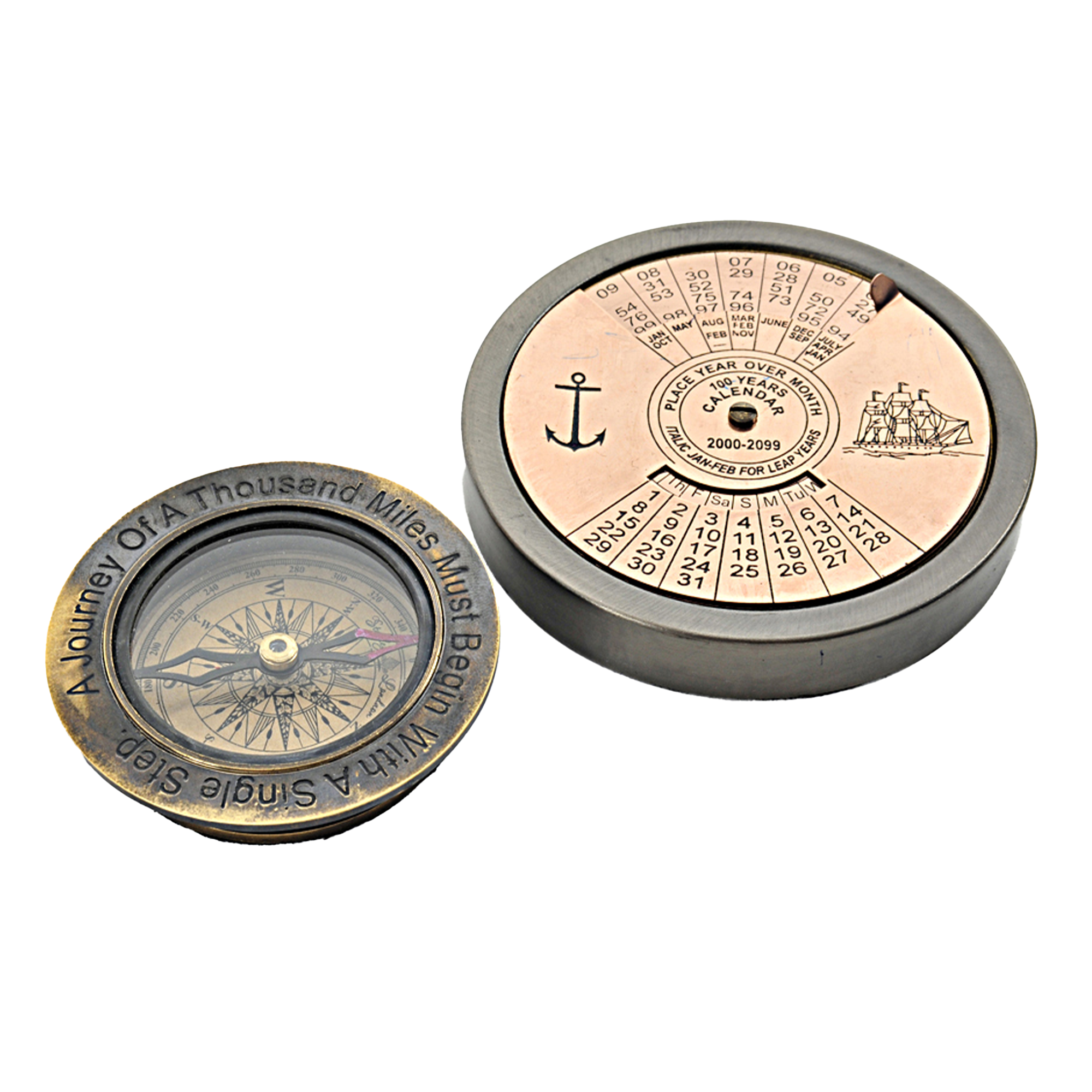 100 Year Calendar & Compass Quote Set of 2