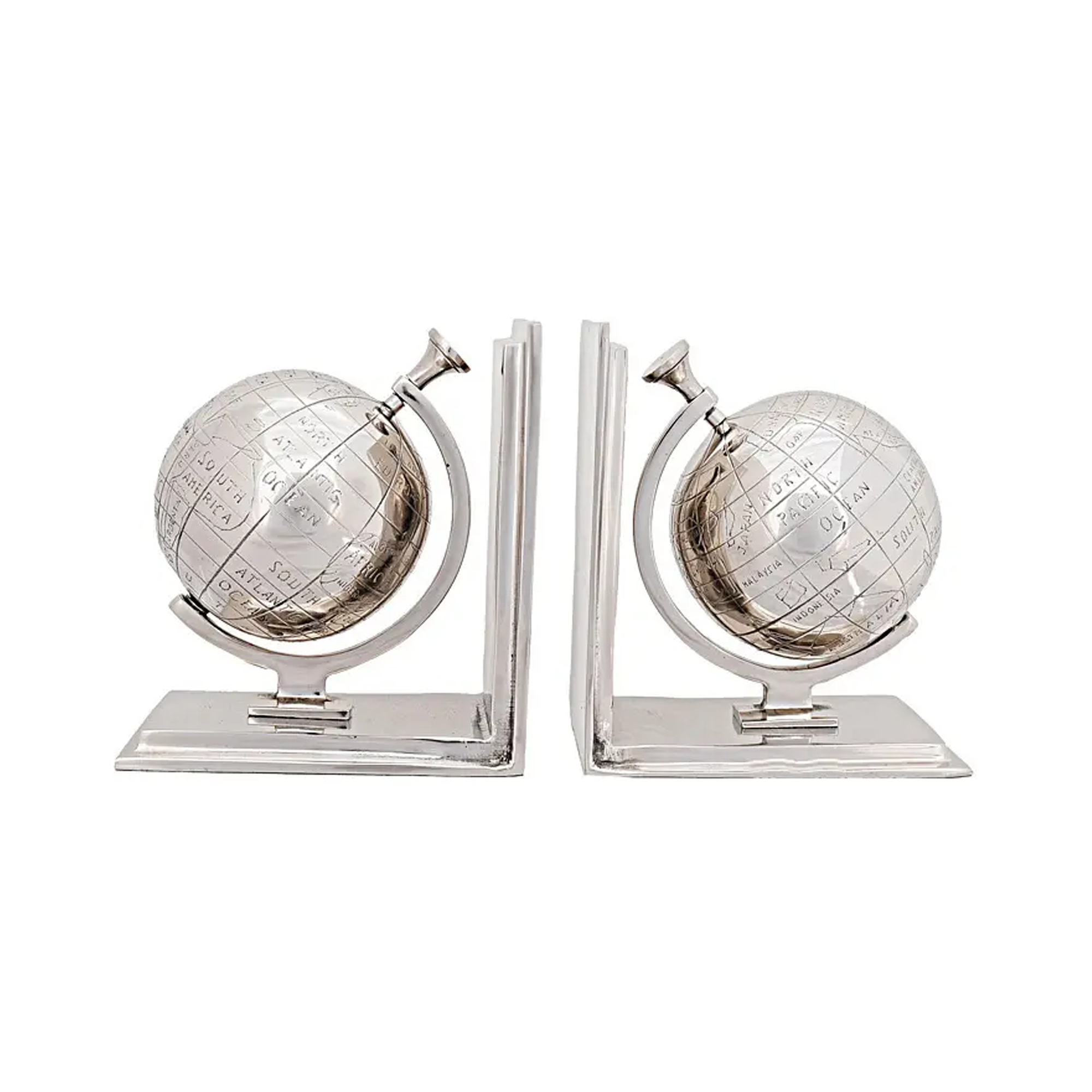 Alum Globe Bookend Set Of Two