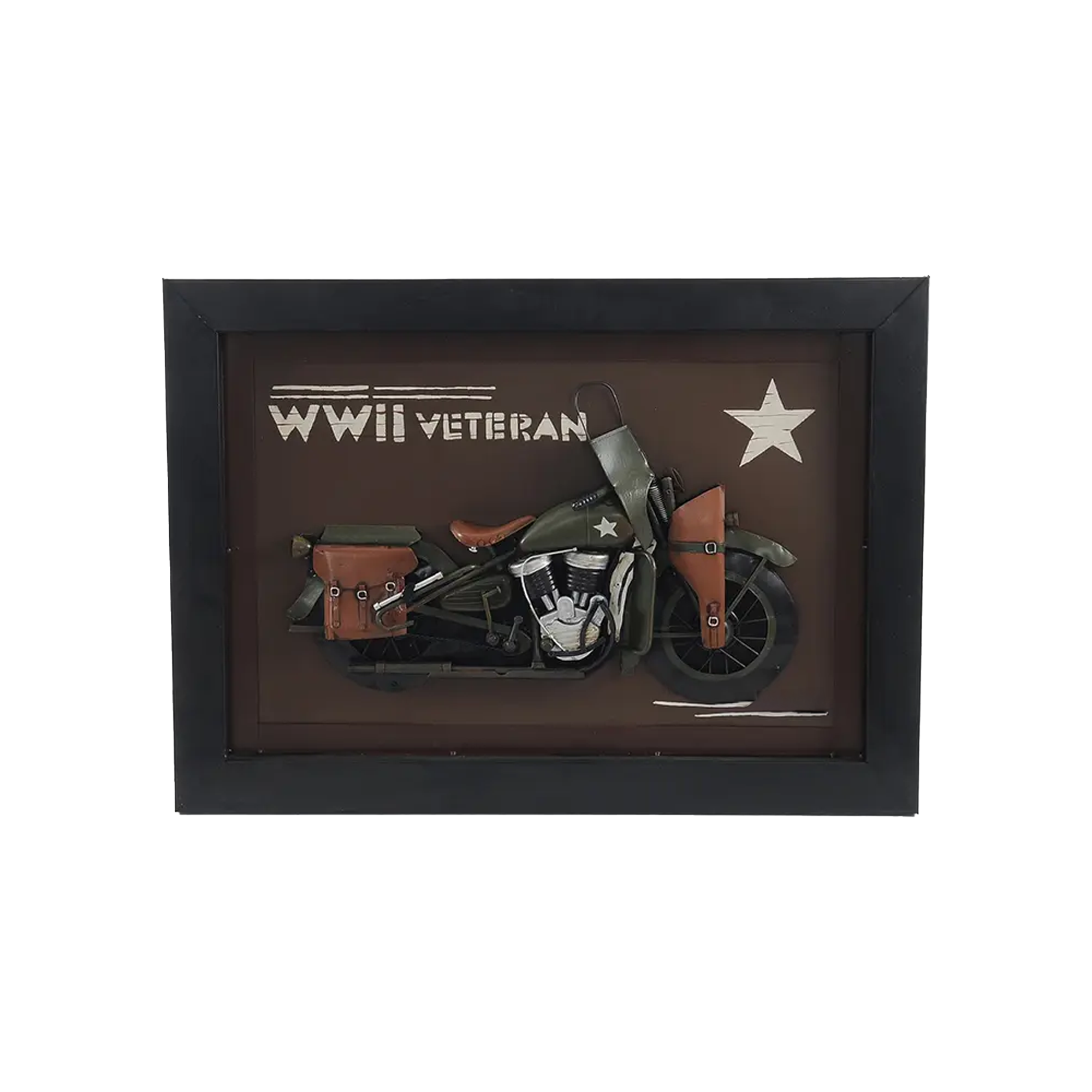 Vintage WWII Motorcycle 3D Painting | Collectible Metal scale model Motorcycle 3D Painting