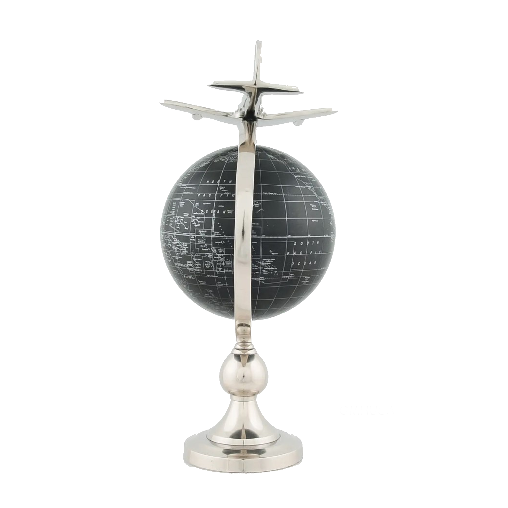 Airplane On Globe W Brass Stand
