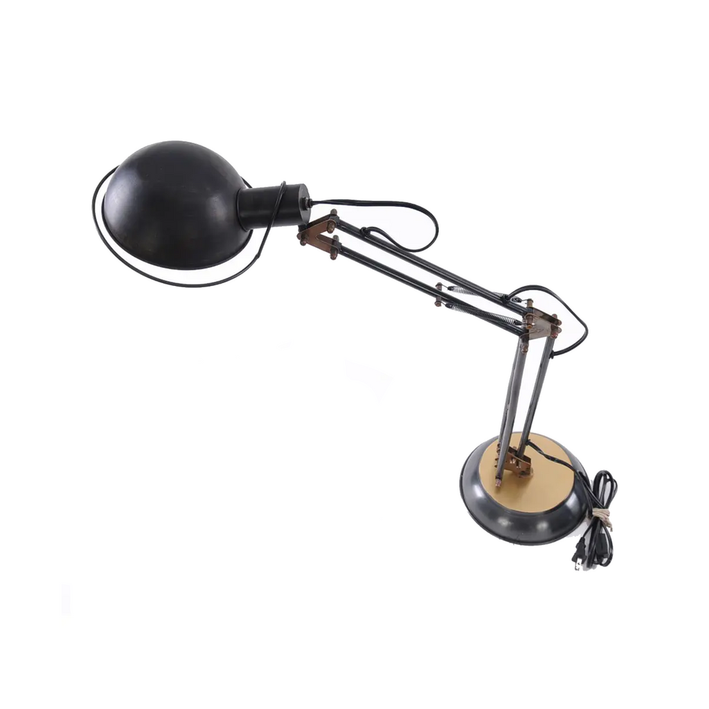 Brass Table Spring Lamp On Round Base