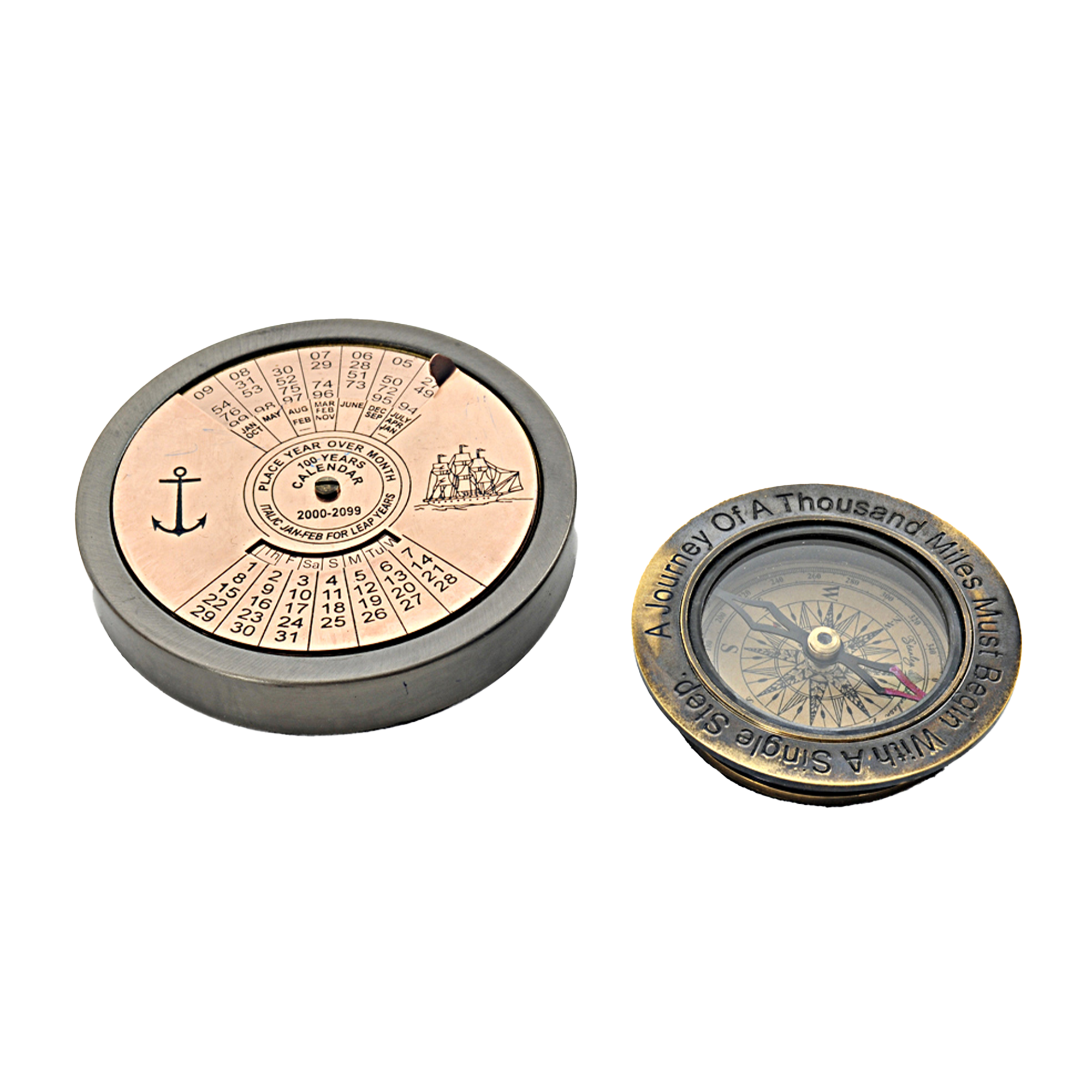 100 Year Calendar & Compass Quote Set of 2