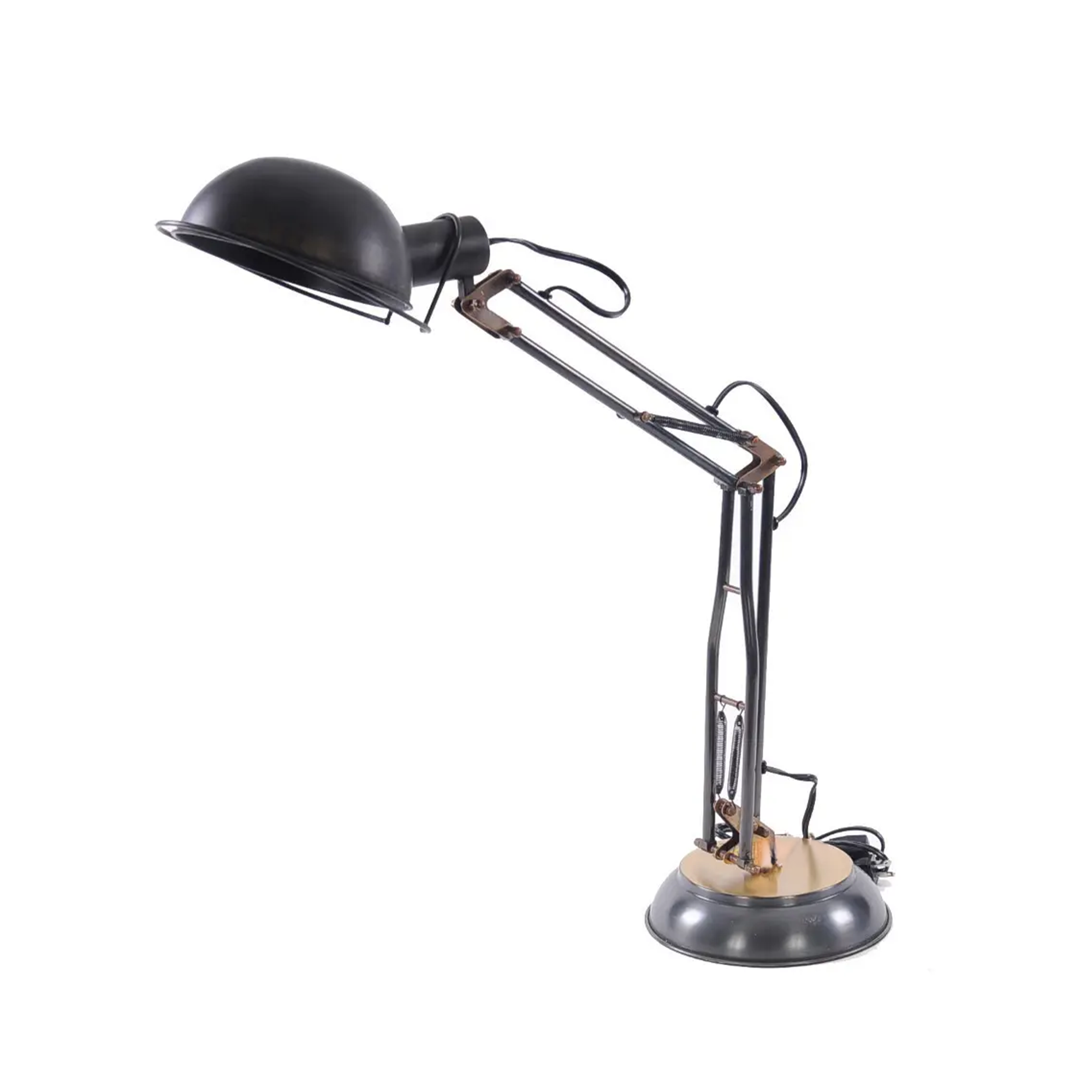 Brass Table Spring Lamp On Round Base