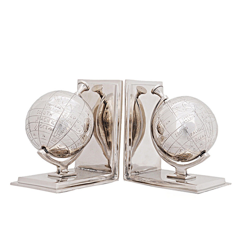 Alum Globe Bookend Set Of Two