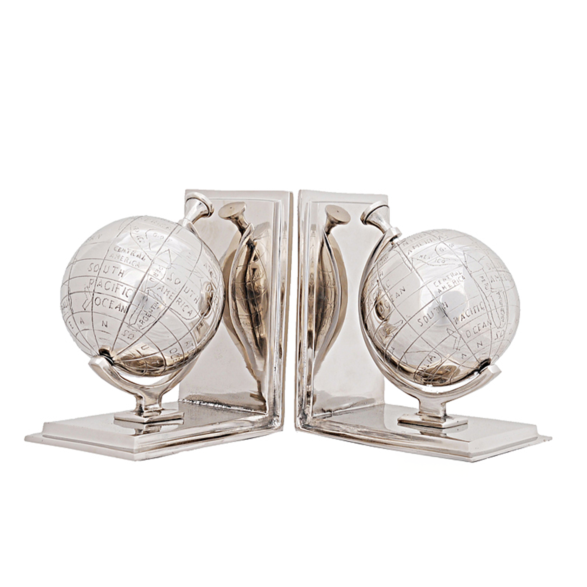 Alum Globe Bookend Set Of Two