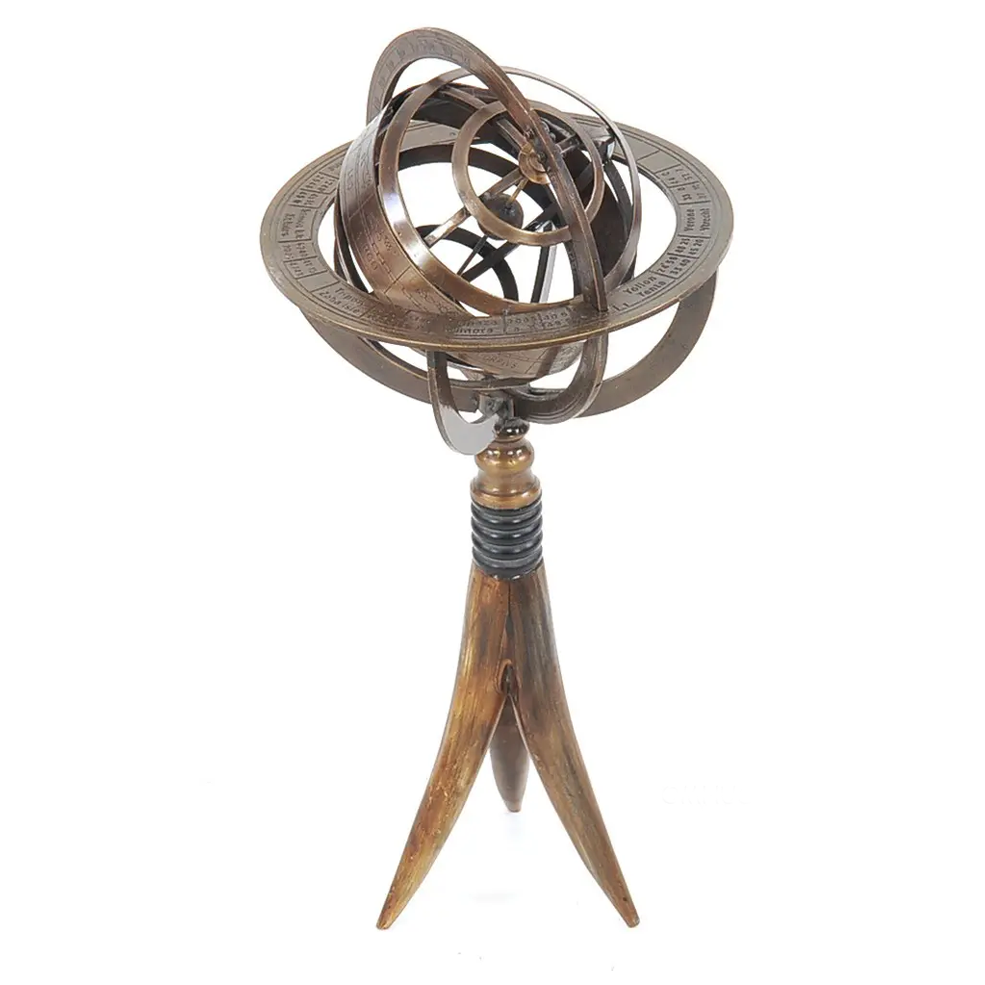 Brass Armillary On Horn Stand