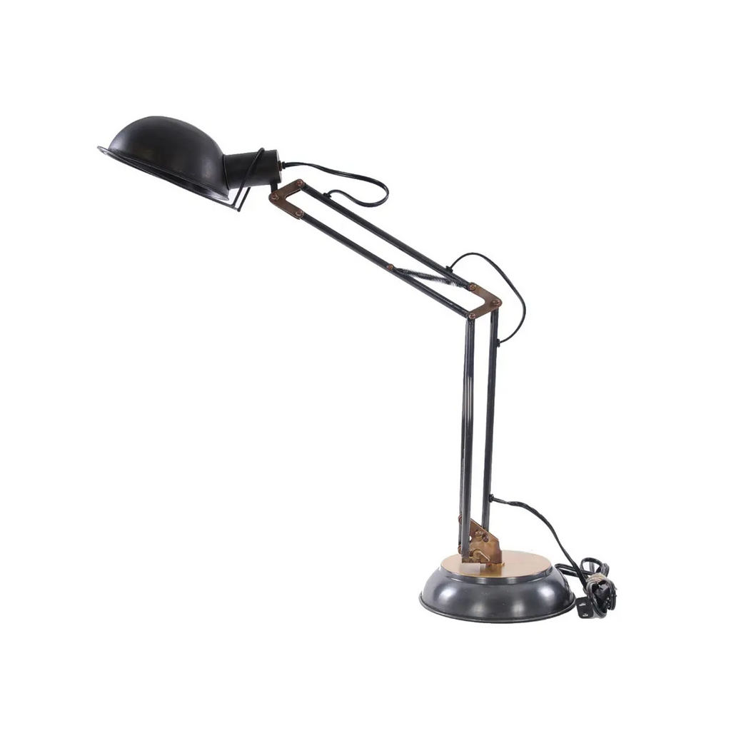 Brass Table Spring Lamp On Round Base