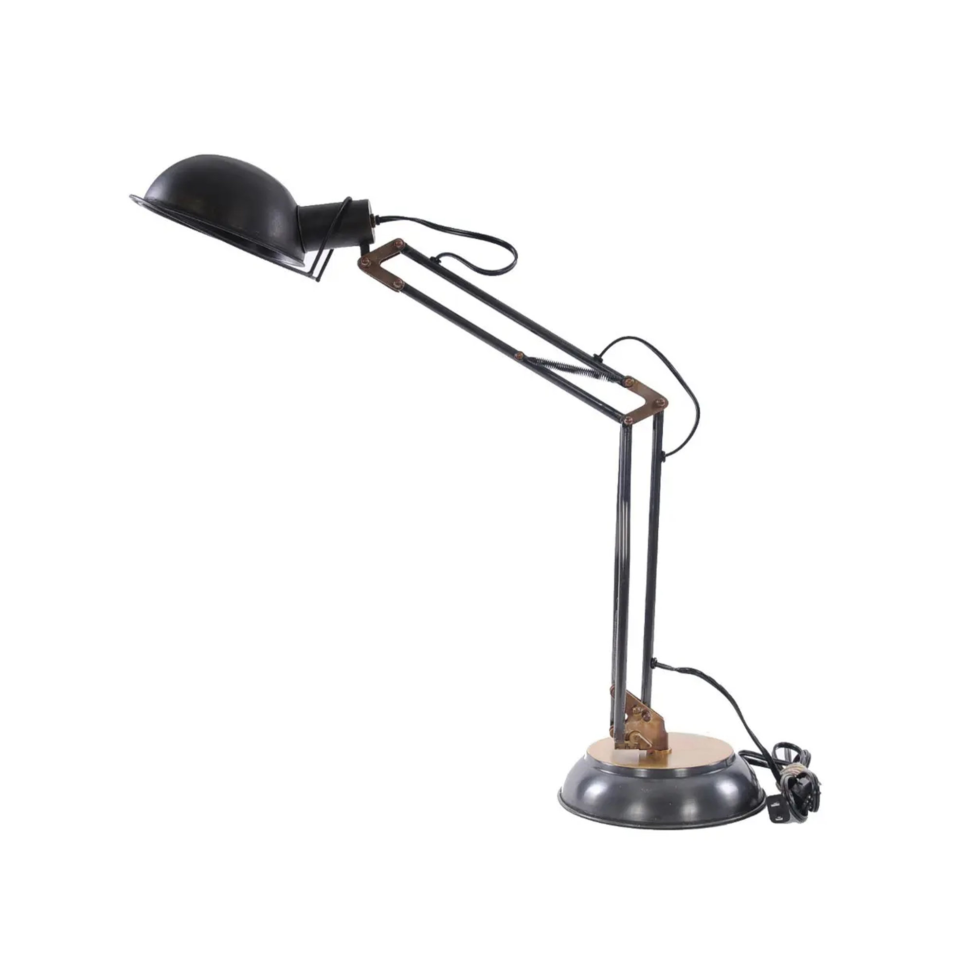 Brass Table Spring Lamp On Round Base