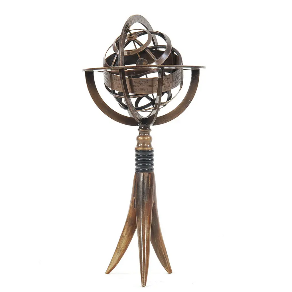 Brass Armillary On Horn Stand
