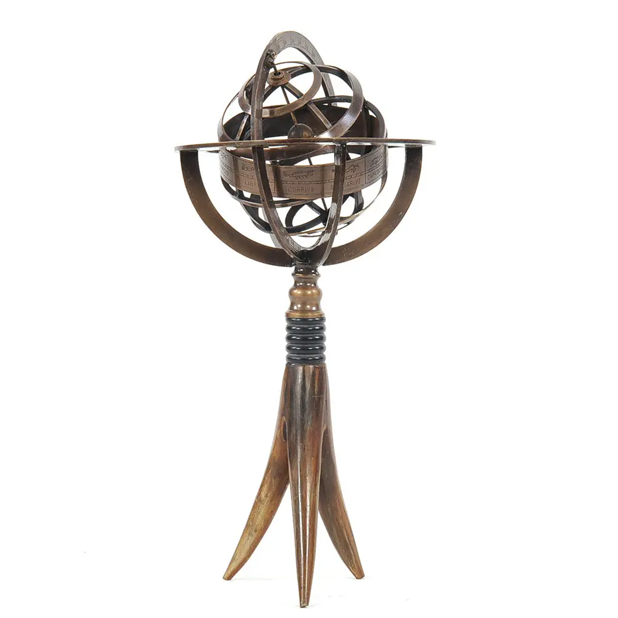 Brass Armillary On Horn Stand