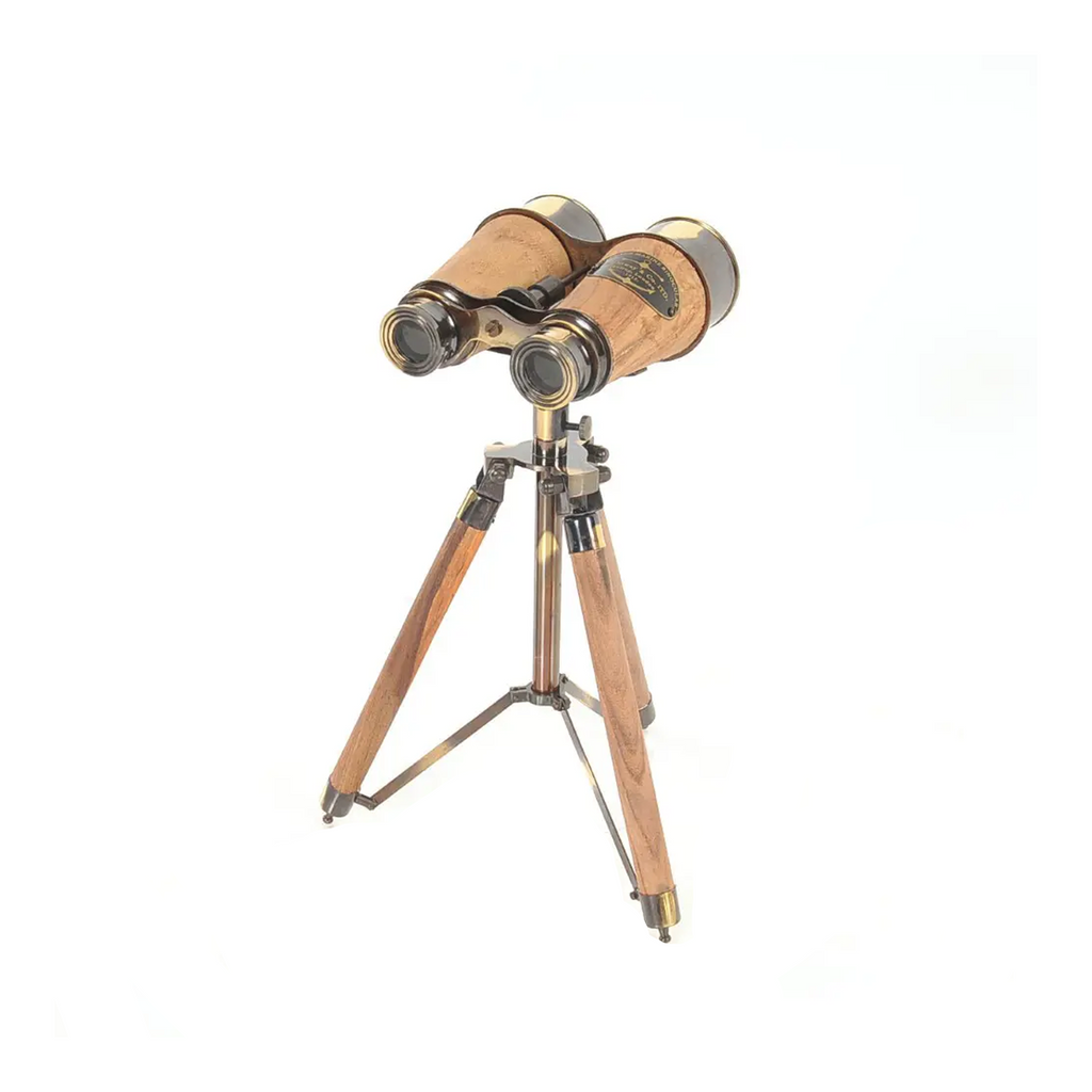 Wood/Brass Binocular On Stand