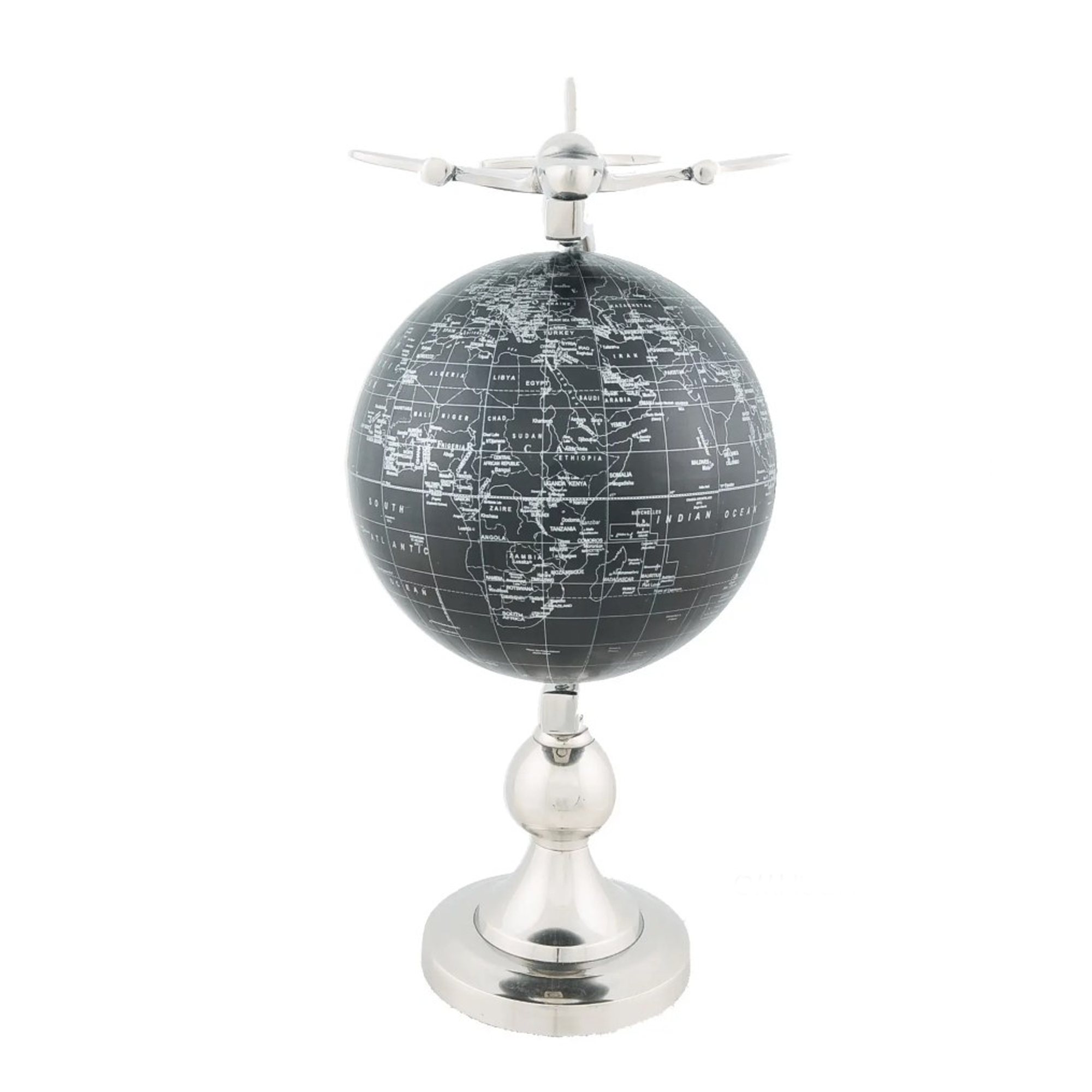 Airplane On Globe W Brass Stand