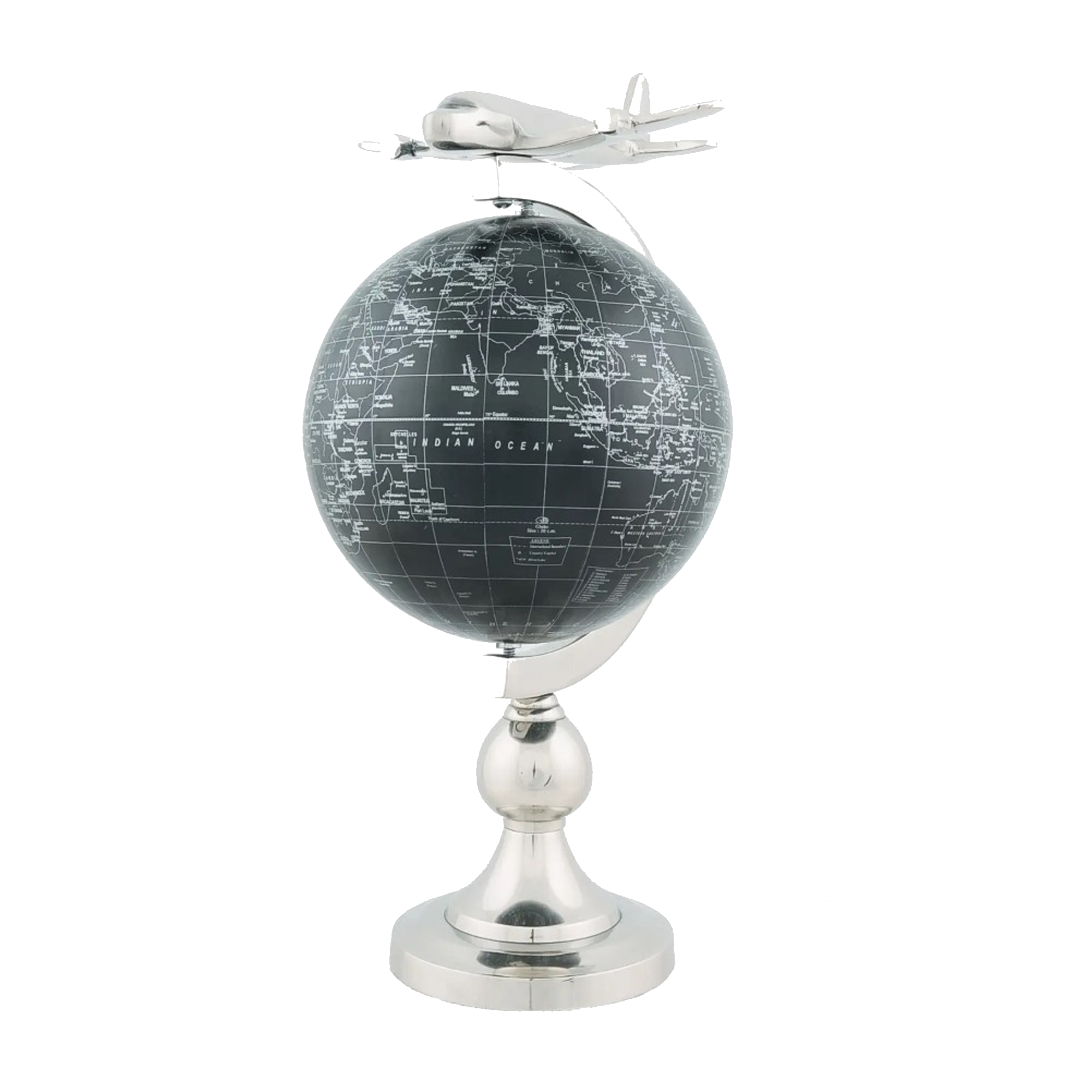 Airplane On Globe W Brass Stand