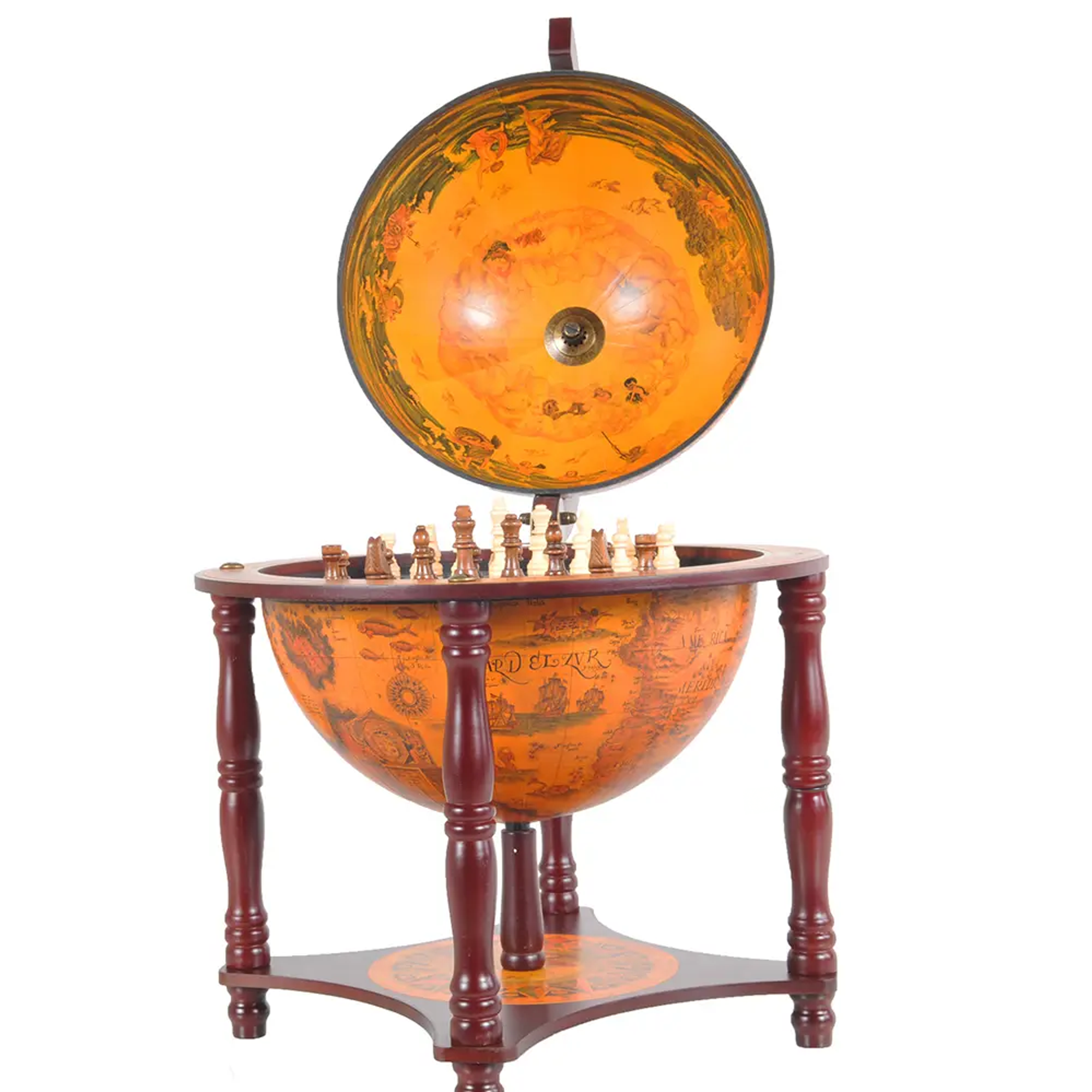 Red Globe 13 inches with chess holder