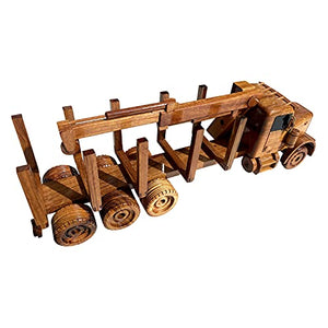 Log Truck with crane Mahogany Wood Desktop truck Model