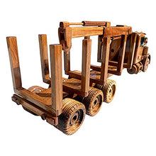 Load image into Gallery viewer, Log Truck with crane Mahogany Wood Desktop truck Model