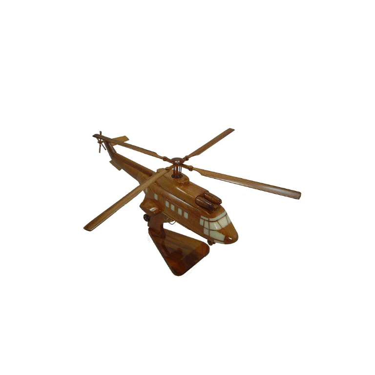 AB139 Mahogany Wood Desktop Helicopter Model