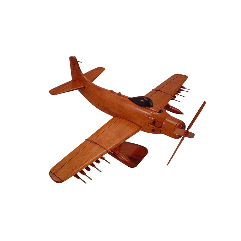 AH1 Skyraider Mahogany Wood Desktop Airplane Model