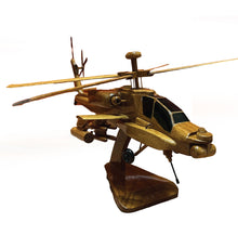 Load image into Gallery viewer, AH64 Apache Mahogany Wood Desktop Helicopter Model