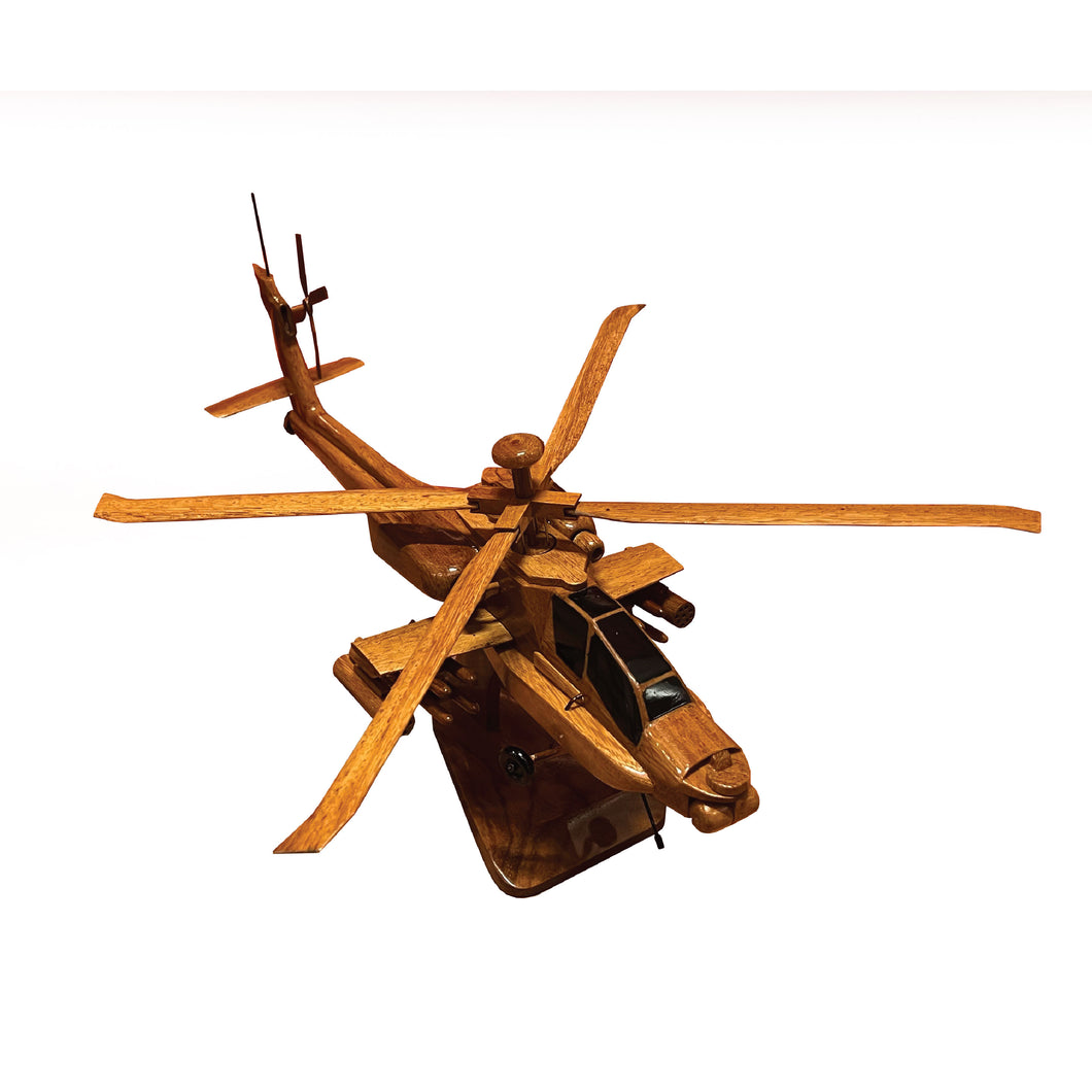 AH64 Apache Mahogany Wood Desktop Helicopter Model