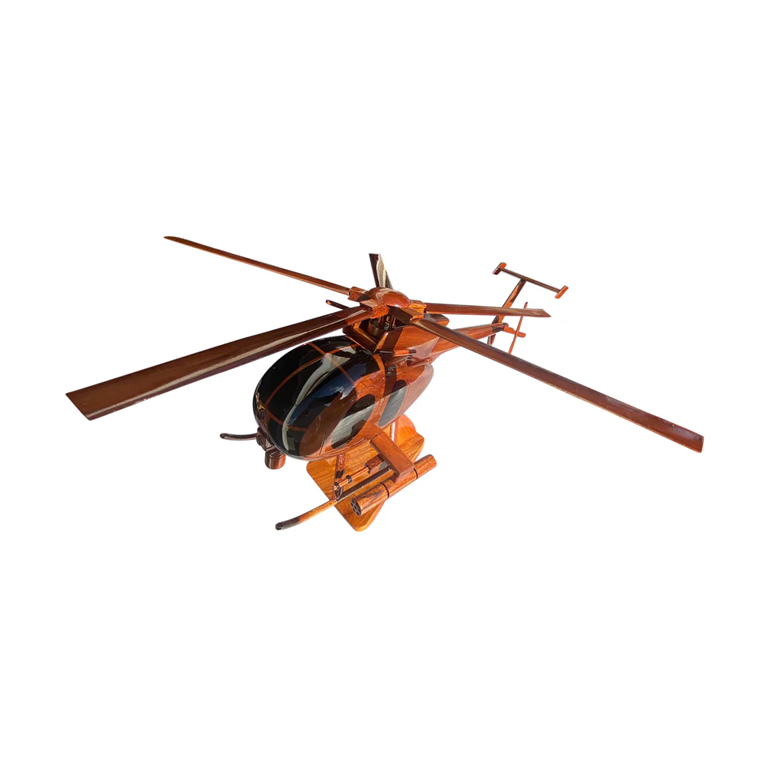 AH6 Weapons Mahogany Wood Desktop Helicopter Model