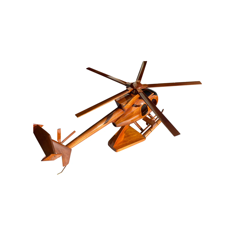 AH6 Weapons Mahogany Wood Desktop Helicopter Model