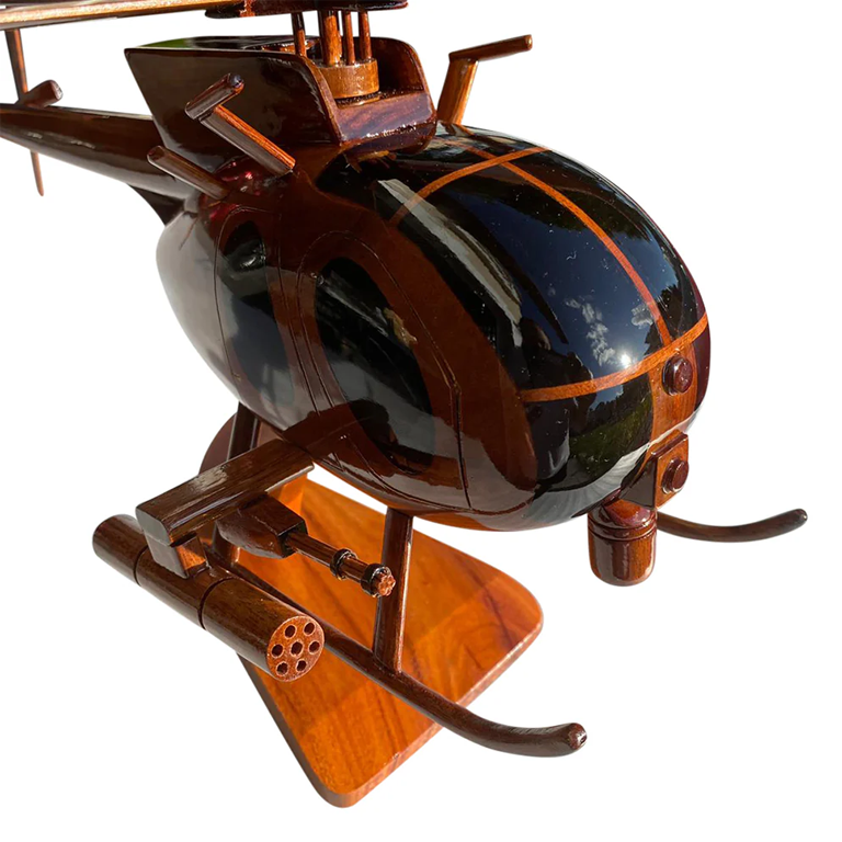 AH6 Weapons Mahogany Wood Desktop Helicopter Model