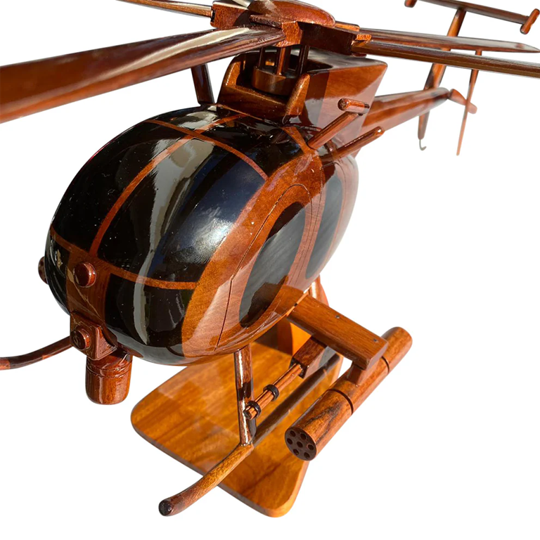 AH6 Weapons Mahogany Wood Desktop Helicopter Model