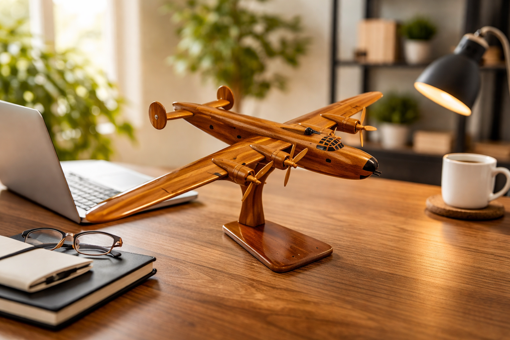B-24 ( B24 ) Liberator Mahogany Wood Desktop Airplane Model