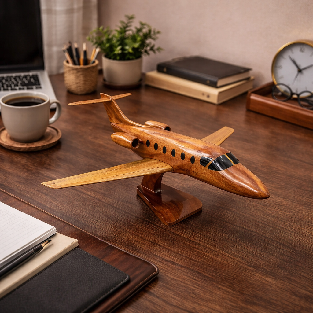 Beechjet 400 Mahogany Wood Desktop Airplane Model