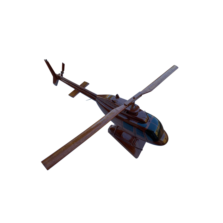 Bell 206 Mahogany Wood Desktop Helicopter Model
