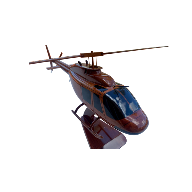 Bell 206 Mahogany Wood Desktop Helicopter Model