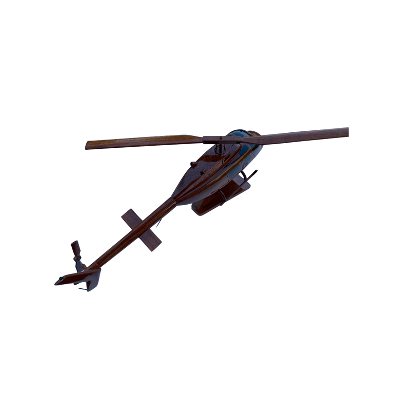Bell 206 Mahogany Wood Desktop Helicopter Model