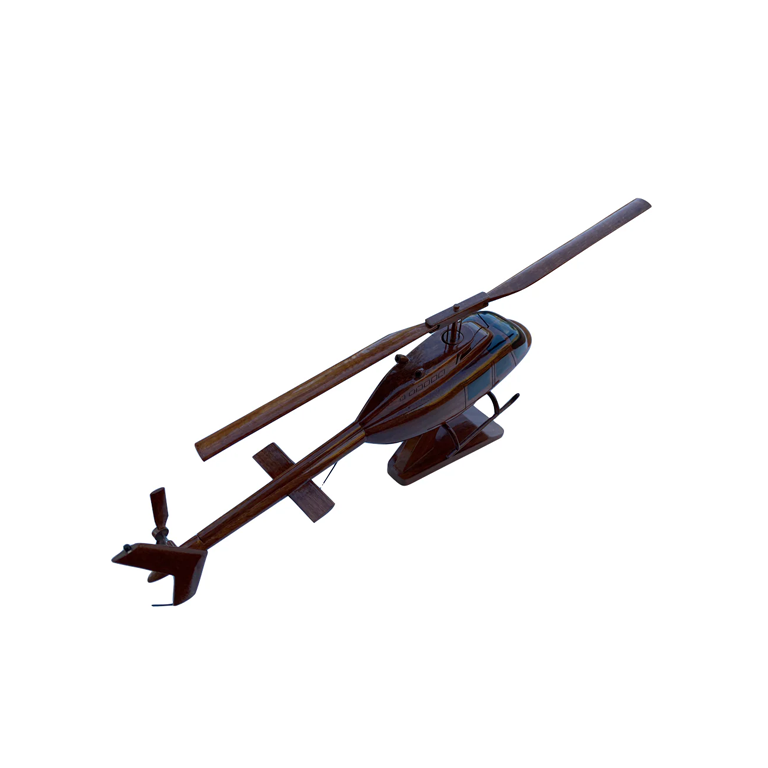 Bell 206 Mahogany Wood Desktop Helicopter Model