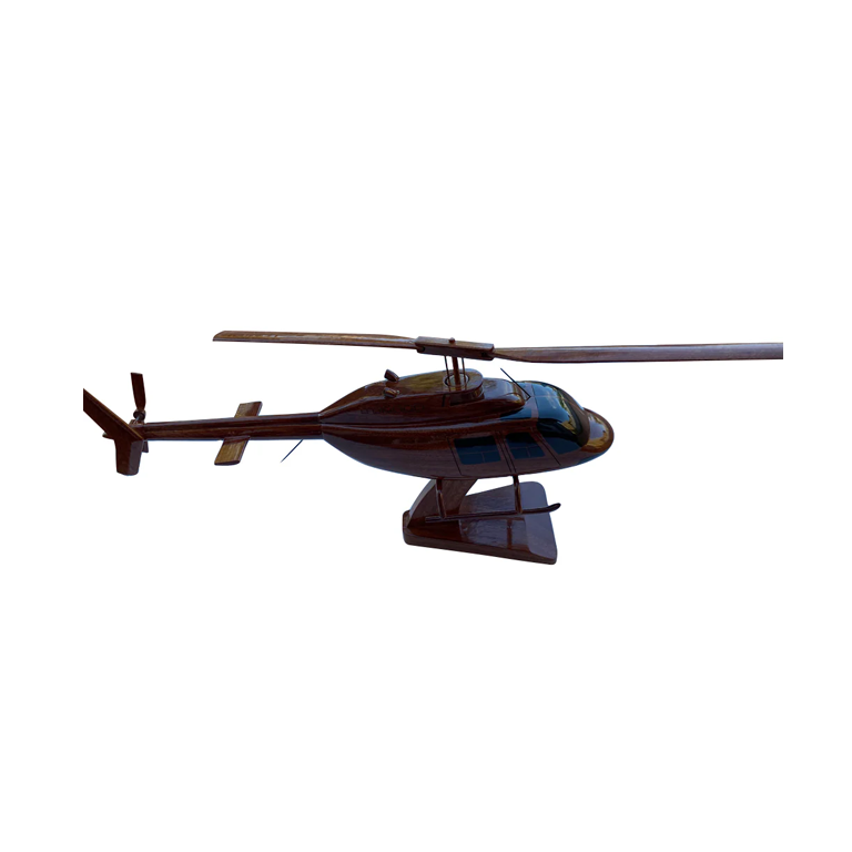 Bell 206 Mahogany Wood Desktop Helicopter Model